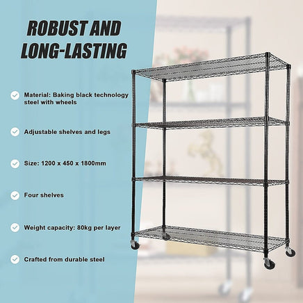Modular Wire Storage Shelf 1200 x 450 x 1800mm Steel Shelving Furniture Kings Warehouse