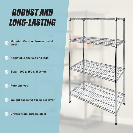 Modular Wire Storage Shelf 1200 x 450 x 1800mm Steel Shelving Furniture Kings Warehouse
