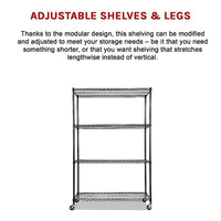 Modular Wire Storage Shelf 1200 x 600 x 1800mm Steel Shelving Furniture Kings Warehouse