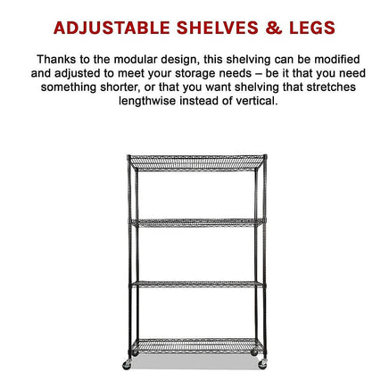 Modular Wire Storage Shelf 1200 x 600 x 1800mm Steel Shelving Furniture Kings Warehouse
