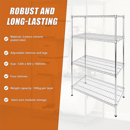 Modular Wire Storage Shelf 1200 x 600 x 1800mm Steel Shelving Furniture Kings Warehouse