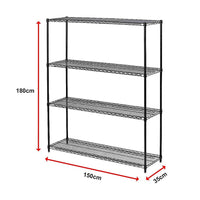 Modular Wire Storage Shelf 1500 x 350 x 1800mm Steel Shelving Furniture Kings Warehouse