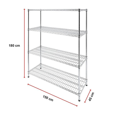 Modular Wire Storage Shelf 1500 x 450 x 1800mm Steel Shelving Furniture Kings Warehouse