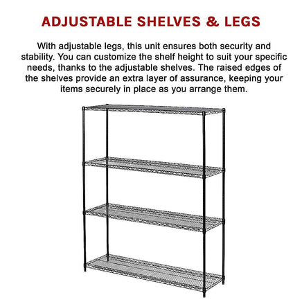 Modular Wire Storage Shelf 1500 x 450 x 1800mm Steel Shelving Furniture Kings Warehouse