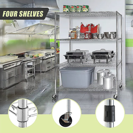 Modular Wire Storage Shelf 1500 x 450 x 1920mm Steel Shelving with Wheels Furniture Kings Warehouse