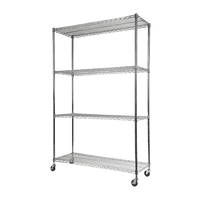 Modular Wire Storage Shelf 1500 x 450 x 1920mm Steel Shelving with Wheels Furniture Kings Warehouse