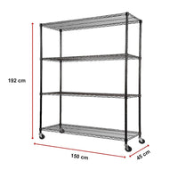 Modular Wire Storage Shelf 1500 x 450 x 1920mm Steel Shelving with Wheels Furniture Kings Warehouse