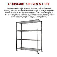 Modular Wire Storage Shelf 1500 x 450 x 1920mm Steel Shelving with Wheels Furniture Kings Warehouse