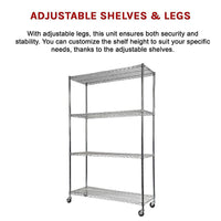 Modular Wire Storage Shelf 1500 x 450 x 1920mm Steel Shelving with Wheels Furniture Kings Warehouse
