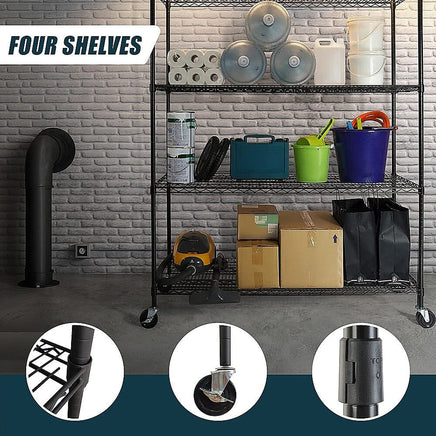 Modular Wire Storage Shelf 1500 x 450 x 1920mm Steel Shelving with Wheels Furniture Kings Warehouse