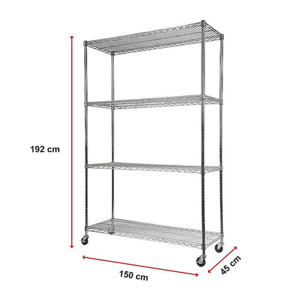 Modular Wire Storage Shelf 1500 x 450 x 1920mm Steel Shelving with Wheels Furniture Kings Warehouse