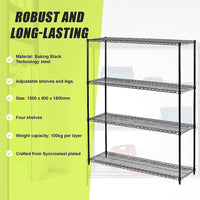 Modular Wire Storage Shelf 1500 x 600 x 1800mm Steel Shelving Furniture Kings Warehouse