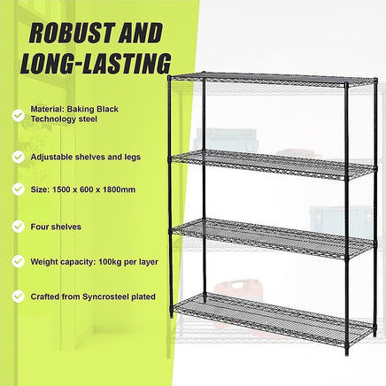 Modular Wire Storage Shelf 1500 x 600 x 1800mm Steel Shelving Furniture Kings Warehouse