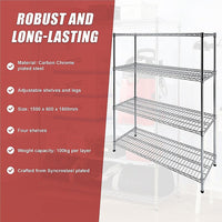 Modular Wire Storage Shelf 1500 x 600 x 1800mm Steel Shelving Furniture Kings Warehouse