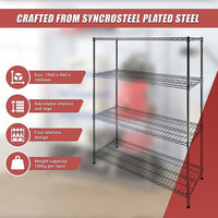 Modular Wire Storage Shelf 1500 x 600 x 1800mm Steel Shelving Furniture Kings Warehouse
