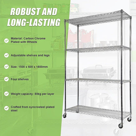 Modular Wire Storage Shelf 1500 x 600 x 1800mm Steel Shelving Furniture Kings Warehouse
