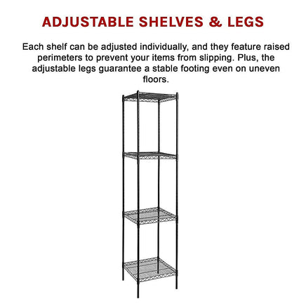 Modular Wire Storage Shelf 350 x 350 x 1800mm Steel Shelving Furniture Kings Warehouse