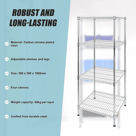 Modular Wire Storage Shelf 350 x 350 x 1800mm Steel Shelving Furniture Kings Warehouse