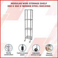 Modular Wire Storage Shelf 350 x 350 x 1800mm Steel Shelving Furniture Kings Warehouse