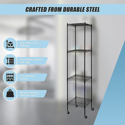 Modular Wire Storage Shelf 350 x 350 x 1800mm Steel Shelving Furniture Kings Warehouse