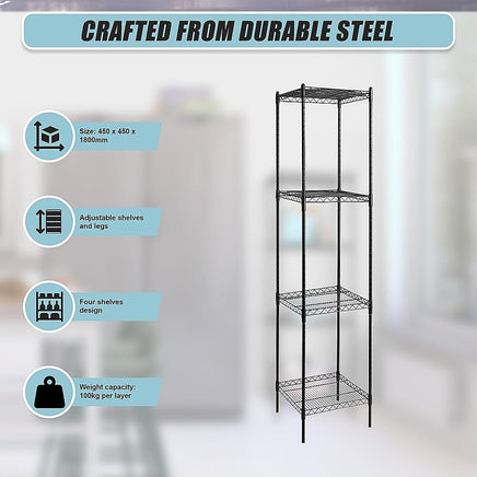 Modular Wire Storage Shelf 450 x 450 x 1800mm Steel Shelving Furniture Kings Warehouse