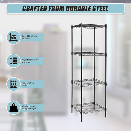 Modular Wire Storage Shelf 600 x 600 x 1800mm Steel Shelving Furniture Kings Warehouse
