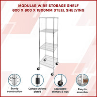 Modular Wire Storage Shelf 600 x 600 x 1800mm Steel Shelving Furniture Kings Warehouse