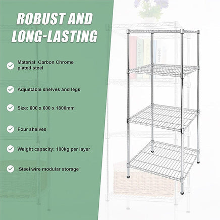 Modular Wire Storage Shelf 600 x 600 x 1800mm Steel Shelving Furniture Kings Warehouse