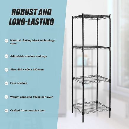 Modular Wire Storage Shelf 600 x 600 x 1800mm Steel Shelving Furniture Kings Warehouse