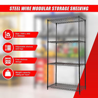 Modular Wire Storage Shelf 900 x 350 x 1800mm Steel Shelving Furniture Kings Warehouse