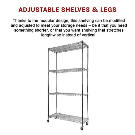 Modular Wire Storage Shelf 900 x 350 x 1800mm Steel Shelving Furniture Kings Warehouse