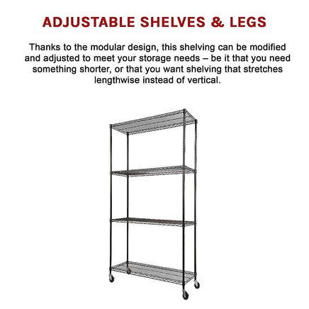Modular Wire Storage Shelf 900 x 350 x 1800mm Steel Shelving Furniture Kings Warehouse