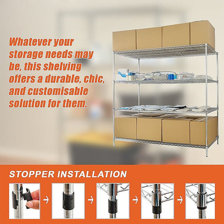 Modular Wire Storage Shelf 900 x 350 x 1800mm Steel Shelving Furniture Kings Warehouse