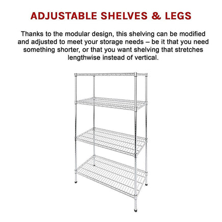 Modular Wire Storage Shelf 900 x 350 x 1800mm Steel Shelving Furniture Kings Warehouse