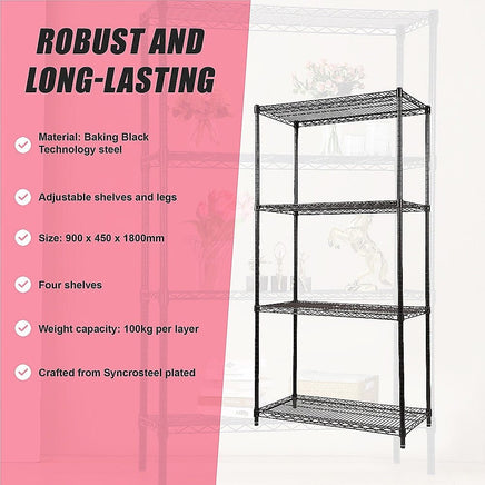 Modular Wire Storage Shelf 900 x 450 x 1800mm Steel Shelving Furniture Kings Warehouse