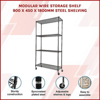 Modular Wire Storage Shelf 900 x 450 x 1800mm Steel Shelving Furniture Kings Warehouse
