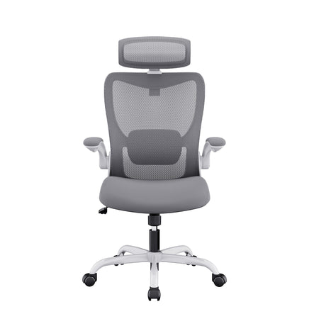 MONA Ergonomic High Back Flipped Armrest Task Chair In Grey Kings Warehouse