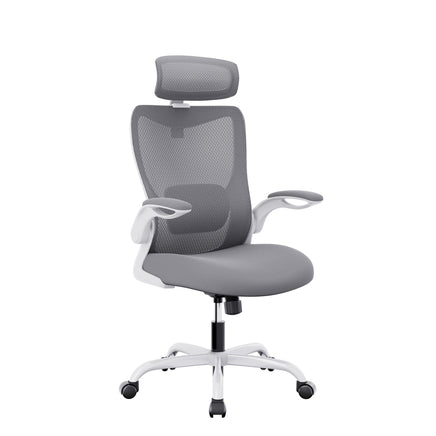 MONA Ergonomic High Back Flipped Armrest Task Chair In Grey Kings Warehouse