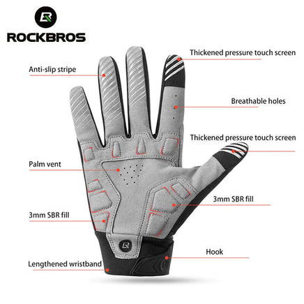 MTB Gloves Xlarge for Mountain Road Bike Breathable Winter Autumn Spring Cycling Camping Running Outdoor Sport Rockbros Kings Warehouse