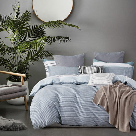 Nathan 100% cotton reversible quilt cover set-queen size Home & Garden Kings Warehouse