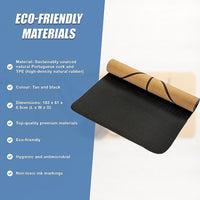 Natural Cork TPE Yoga Mat Sports Eco Friendly Exercise Fitness Gym Pilates Sports & Fitness Kings Warehouse
