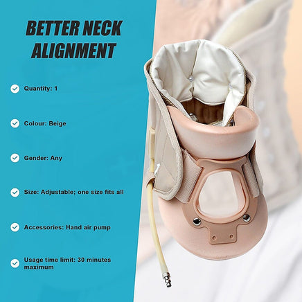 Neck Traction Air Decompression Support Brace Cervical Collar Hand Pump Health & Beauty Kings Warehouse
