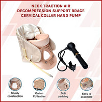 Neck Traction Air Decompression Support Brace Cervical Collar Hand Pump Health & Beauty Kings Warehouse