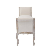 Oak Wood Linen Fabric Beige White Washed Finish Bench Chair Furniture Kings Warehouse