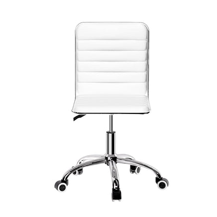 Office Chair Conference Chairs PU Leather Low Back White Furniture Kings Warehouse