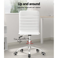 Office Chair Conference Chairs PU Leather Low Back White Furniture Kings Warehouse