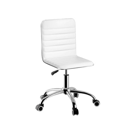 Office Chair Conference Chairs PU Leather Low Back White Furniture Kings Warehouse