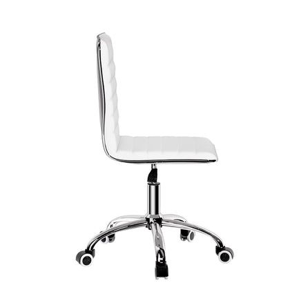 Office Chair Conference Chairs PU Leather Low Back White Furniture Kings Warehouse
