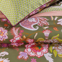 Oilily Amelie Sits Mix Green Cotton Sateen Quilt Cover Set Queen Home & Garden Kings Warehouse