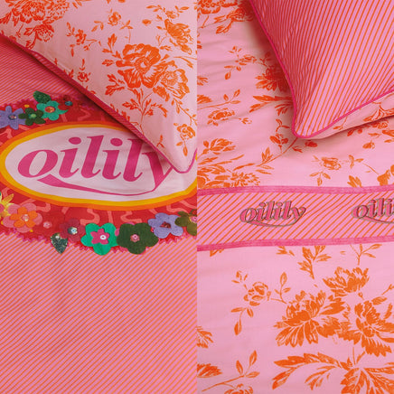 Oilily Prom Flowers Pink Cotton Quilt Cover Set Single Home & Garden Kings Warehouse